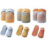 FZSECRIU 3 Paar Knieschoner Baby und 3 Paar Krabbelsocken Geeignet für 0-1...