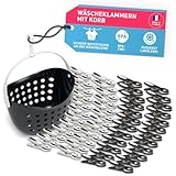 culiclean Wäscheklammern mit Korb – stabile Wäscheklammern mit...