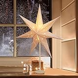 SALCAR LED Weihnachtsstern Beleuchtet Fenster 35cm, Papierstern Weihnachten...
