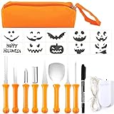 YUET Halloween Kürbis Schnitzset, 8 Stück Kürbis Schnitzen Edelstahl Set...