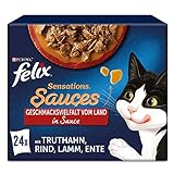 FELIX Sensations Saucen Katzenfutter nass, Sorten-Mix, 4er Pack (4 x 24...