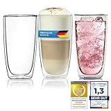 Dimono® Doppelwandiges Trinkglas 2er Set Wasserglas aus Borosilikatglas...