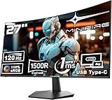 Minifire Curved Monitor 27 Zoll 120Hz, PC Bildschirm mit Lautsprecher...