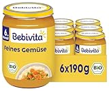Bebivita Bio Feines Gemüse (6 x 190g), ab 6. Monat, ohne Salzzusatz, das...