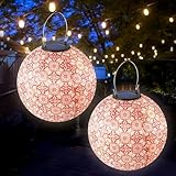 Riisoyu 2 Stück Lampions Solar Außen, 25cm Solarlampen Wasserdicht Nylon...