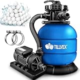 tillvex® Sandfilteranlage Pool 7.900L/h inkl. 400g Filterbälle |...