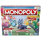 Monopoly Junior Brettspiel 2-seitiges Board, 2 Spiele in 1, Monopoly Spiel...