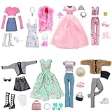 28 Stück Kleidung und Zubehör für 11.5 Zoll Doll 8 Outfits Kleid Casual...
