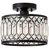 Kristall Kronleuchter,Deckenleuchte Schwarz mit Kristall Schirm,Sockel E27...