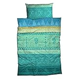 Traumschlaf Satin Bettwäsche Indi türkis – edle Ganzjahresbettwäsche...