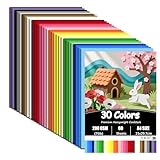 60 Blatt Tonpapier A4 Bunt, 30 Farben - 200 g/m² Tonkarton, Bastelkarton...