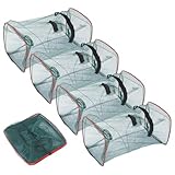 4 Stück Köderfischreuse, Krebsreuse Faltbar Setzkescher Wurfnetz zum...