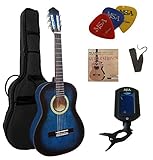 3/4 Gitarre MSA Konzertgitarre im Set - Classic - Blau-Schattiert -...