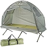 Semptec Urban Survival Technology Campingbett: 2in1-Zelt mit Alu-Feldbett,...