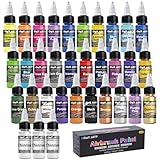HOMY ARTY Airbrush Farbe, 30 Farben mit 3 Verdünner Airbrush Lack Set,...