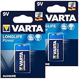 Varta Longlife Power Batterie, Typ 9V/E-Block / 6LR3146, 9 Volt 2er-Set