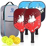 XS XSPAK Pickleball Paddles Set mit 4 Stück, Kohlefaser und...