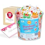 Ahoj-Brause Bonbon Eimer 100 Stück Traubenzucker-Lolly in drei Geschmack:...