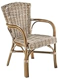 Kobolo Rattansessel York kubu Grey, 55x50x86 cm, Grauer Korbstuhl mit...