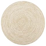 Gecheer Handgewebter Jute-Teppich, Weiß und Natur, 120 cm