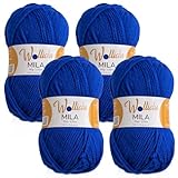 Wollidu Mila Garn zum Häkeln und Stricken 4 x 50g/133m Strickgarn 100%...