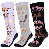 YYSWSAKY Reitsocken, 3 Paar Damen & Mädchen Reitstrümpfe Karo,...
