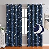 Freyamy Vorhang Blickdicht Dunkelblau Mond Sternenvorhänge 2...