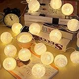 ELINKUME LED Cotton Ball Lichterkette Warmweiß 3,3M/10,8ft 20er...