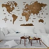 Hölzerne Weltkarte (Deutsch) - 3D Art Large Wall Decor - Karte Größe (M,...