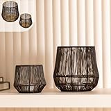 Gadgy Kerzenständer Schwarz Gold - 2er Set Windlicht groß für Kerzen -...