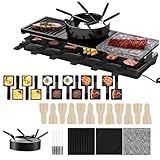 UISEBRT Raclette Grill für 12 Personen,3 in 1 Raklettgerät mit...