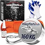 MAGFISHION Magnetfischen Set - 160 KG - Ø60mm - Neodym Magnet mit Seil...
