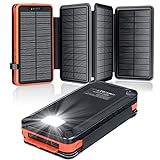 Solar Powerbank 26800mAh, elzle Solar Ladegerät mit 2 USB-Ausgangsport & 1...