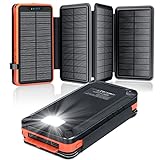 Solar Powerbank 26800mAh, elzle Solar Ladegerät mit 2 USB-A Ausgang & 1...