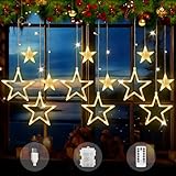 Aluusy Weihnachtsbeleuchtung Fenster Sterne, 3.5m Lichtervorhang Fenster...