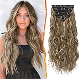 BARSDAR Clip-in Haarverlängerung, 6PCs Lang Wellig Highlight Balayage...
