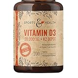 Vitamin D3 K2 Tabletten -200 Tabletten - Vitamin D Hochdosiert 20000 IE +...
