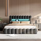 KRYZOR Polsterbett 140 x 200 cm mit Stauraum, Doppelbett mit LED und USB,...