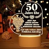 Goldene Hochzeit Geschenke, 50 Hochzeitstag Geschenk - Acryl Nachtlampe,...