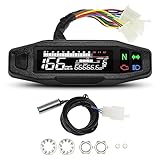 Motorrad Digitaler Tachometer, Drehzahlmesser mit LCD Display, Blinker,...