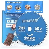 STONE REEF Sägeblatt 160x20 - Kreissägeblatt [inkl. Adapter auf Bohrung...