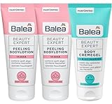 Balea 3er-Set Beauty Expert Hautpflege: PEELING BODYLOTION 5% AHA entfernt...