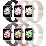 AMSKY 6 Stück Silikon Sport Armbänder Kompatibel mit Apple Watch Armband...