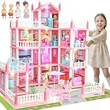 Puppenhaus für Mädchen Kleinkinder - Riesiges Puppenhaus mit 4 Puppen...