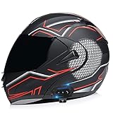 Motorradhelm Helm Motorrad mit Bluetooth Integralhelm Klapphelm...