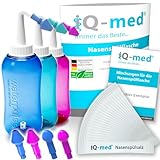 iQ-med Nasendusche 500ml + 44x Salz + 4 Aufsätze, zur Nasenreinigung...