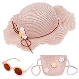 Dadabig Kinderstrohhut, Strohhut Tasche Set, Kinder Sommer Sonnenhut,...