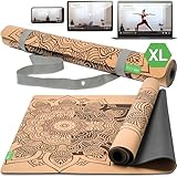 BACKLAXX ® Yogamatte Kork XXL [+50% mehr Fläche] mit Naturkautschuk -...