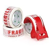 BOMEI PACK 3 Rollen + 1 Spender, zerbrechlich bedrucktes Verpackungsband,...