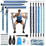 ALongSong Fitnessbänder Set mit 6 Widerstandsbänder 20-180Lbs oder...